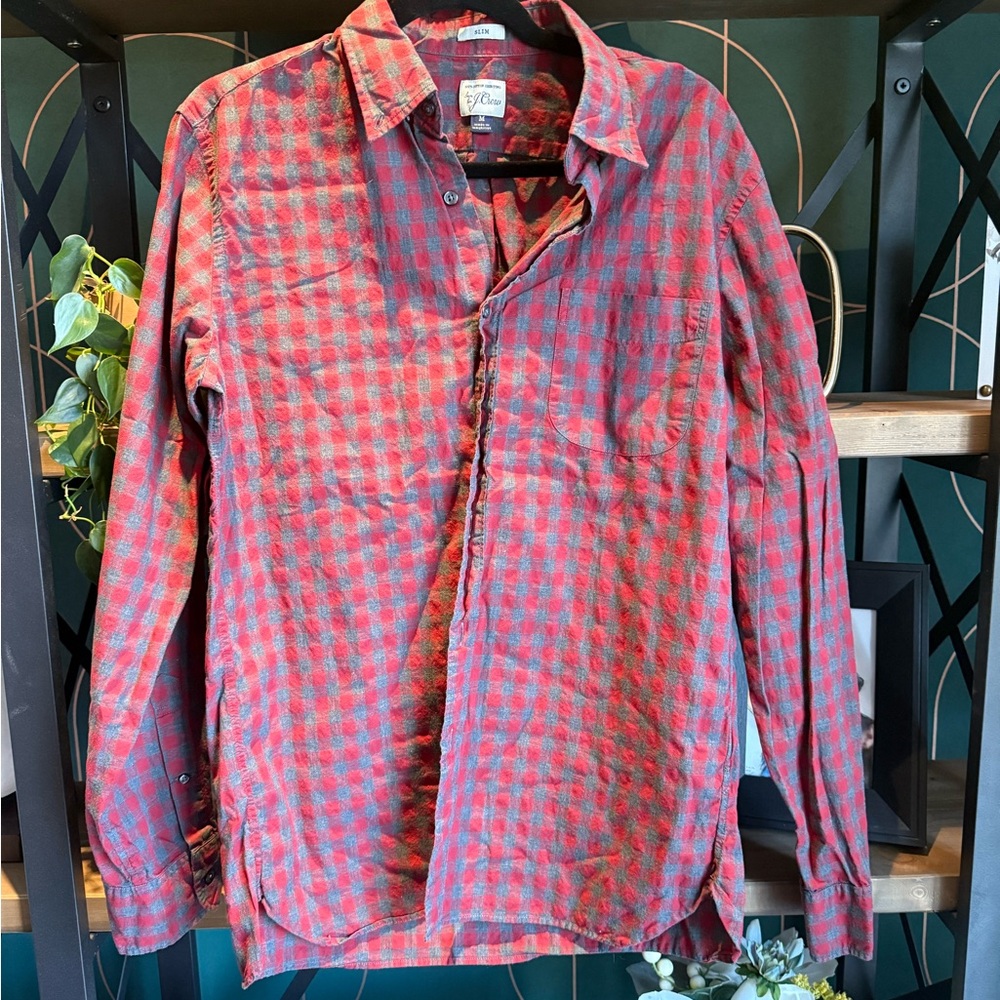 J Crew Men's Red Plaid Shirt